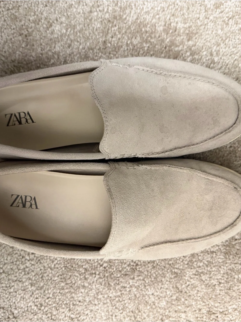 Zara Men’s Beige Suede Loafers Size 42